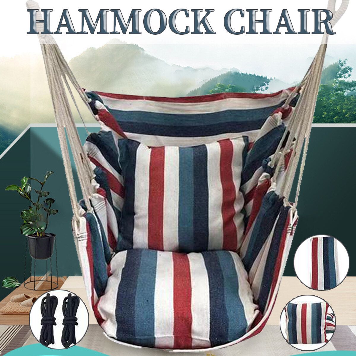 Single And Double Bassinet Chair With Blue And White Stripes And Two Pillows Blue Blue