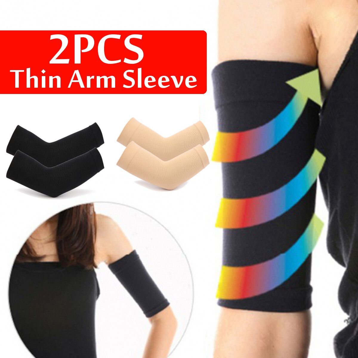 Women Strong Compression Shaper Arm Wrap Weight Loss Thin Legs Thin Arm Slimmer Sleevelet For Arm, Calves Black