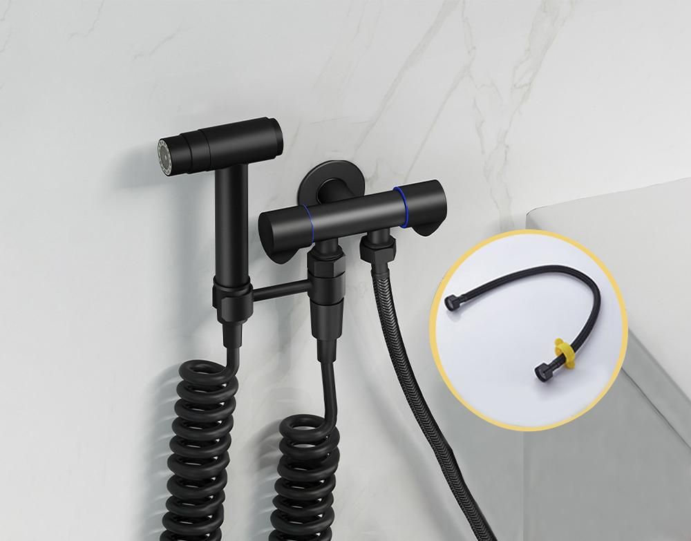 Bidet Sprayer Set Bidet Sprayer for Toilet   Bidet Sprayer Kit Stainless Steel Bidet Attachment for Toilet and Wall Mounting Options, Multifunctional   Bidet for Personal Washing, Cleaning Things.(Black-E)