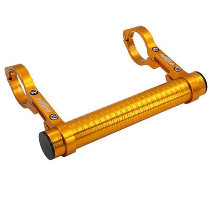 MZYRH Aluminum Alloy Lamp Holder Extension Bicycle Handlebar Extension Rack Mountain Bike Aluminum Alloy Table Extension B10 Gold Double Bracket