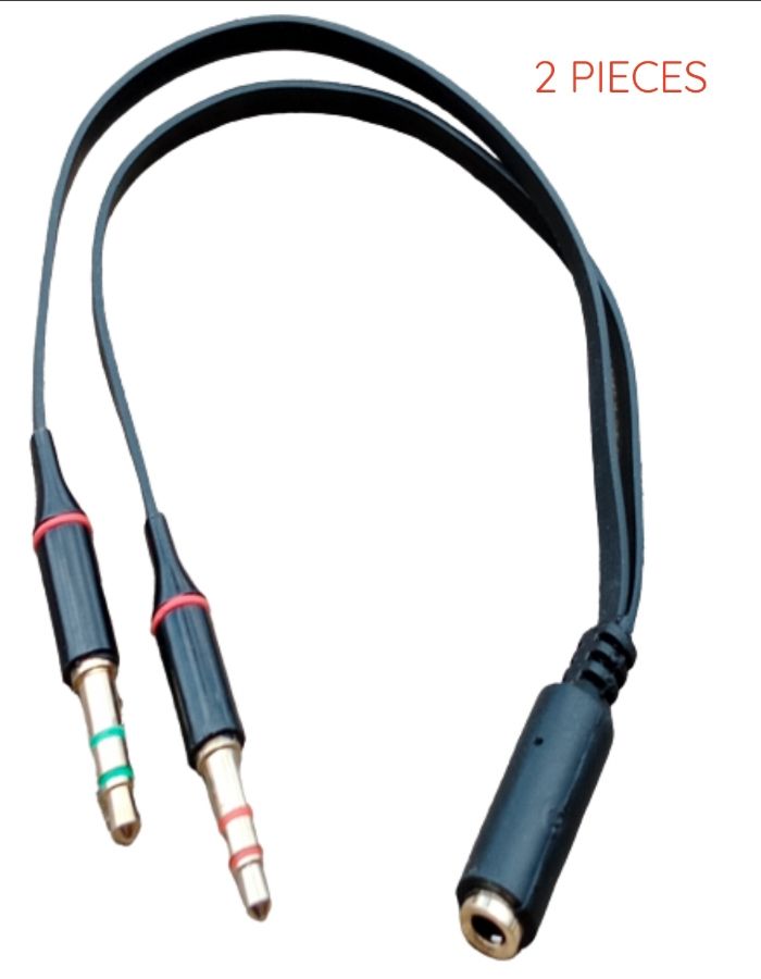 2x 35mm Audio Mic Splitter Y Cable Headphone Adapter 1 Female Jack To