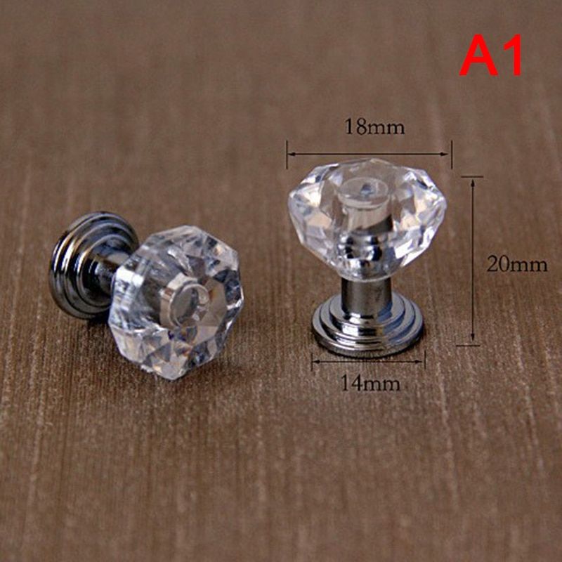 A1-10Pcs Acrylic Crystal Knobs Cupboard Drawer Pull Handle Door Knob Diamond Cabine