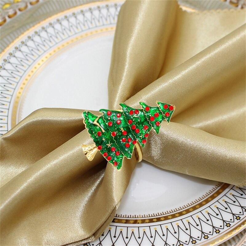 6Pcs Christmas Napkin Rings Crystal Napkin Rings Holders for Christmas Dinning Wedding Receptions Thanksgiving and Home Kitchen