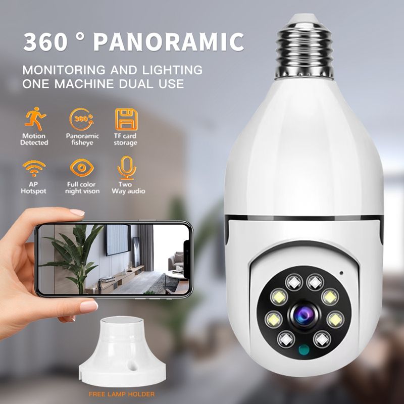 1080P 2.4G 360° Wifi Bulb Panoramic IP Camera Night Vision