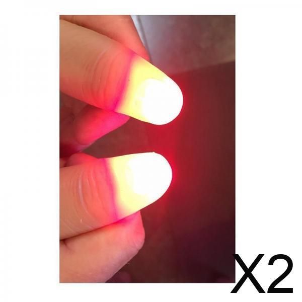 2X 2pcs Magic Light Up Finger Fingers LED Tricks Thumb Props