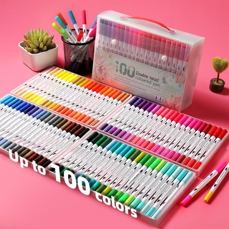 80/100 Color Double Head oil painting marker pen watercolor painting set school brush stationery materials