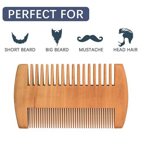 Portable Wooden Dualsided Comb - For Beards And Mustaches
