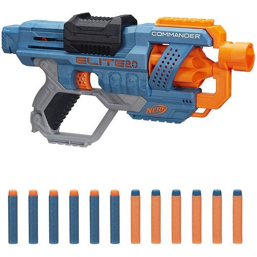 NERF Elite 2.0 Commander RD-6 Blaster 12 Official Darts With 6-Dart Rotating Drum
