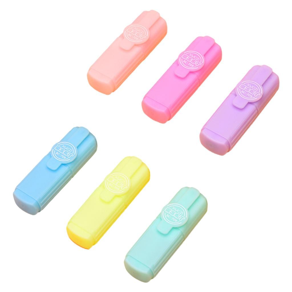 6Pcs Cute Mini Highlighters Pens Set Marker Stationery For School D