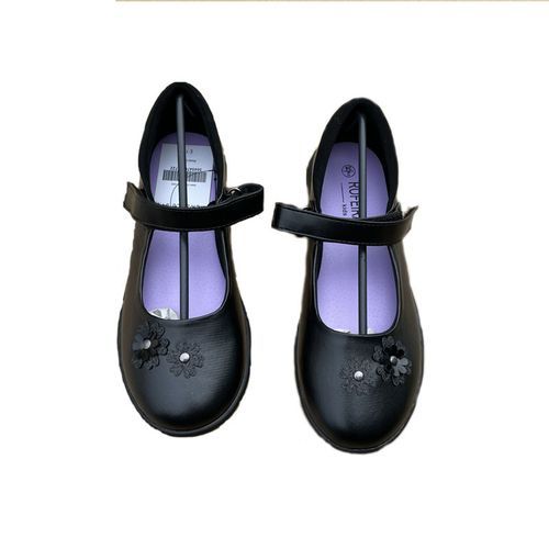 Girls Black Leather Back To School Shoe