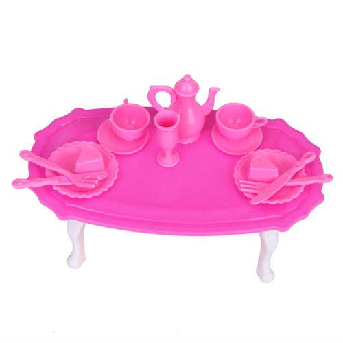 Dining Room Furniture Dining Table Set For Barbie Doll Shocking Pink