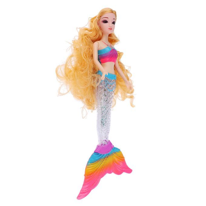 Lights Mermaid Doll With Curly Hair For Barbie Doll Glod Hair