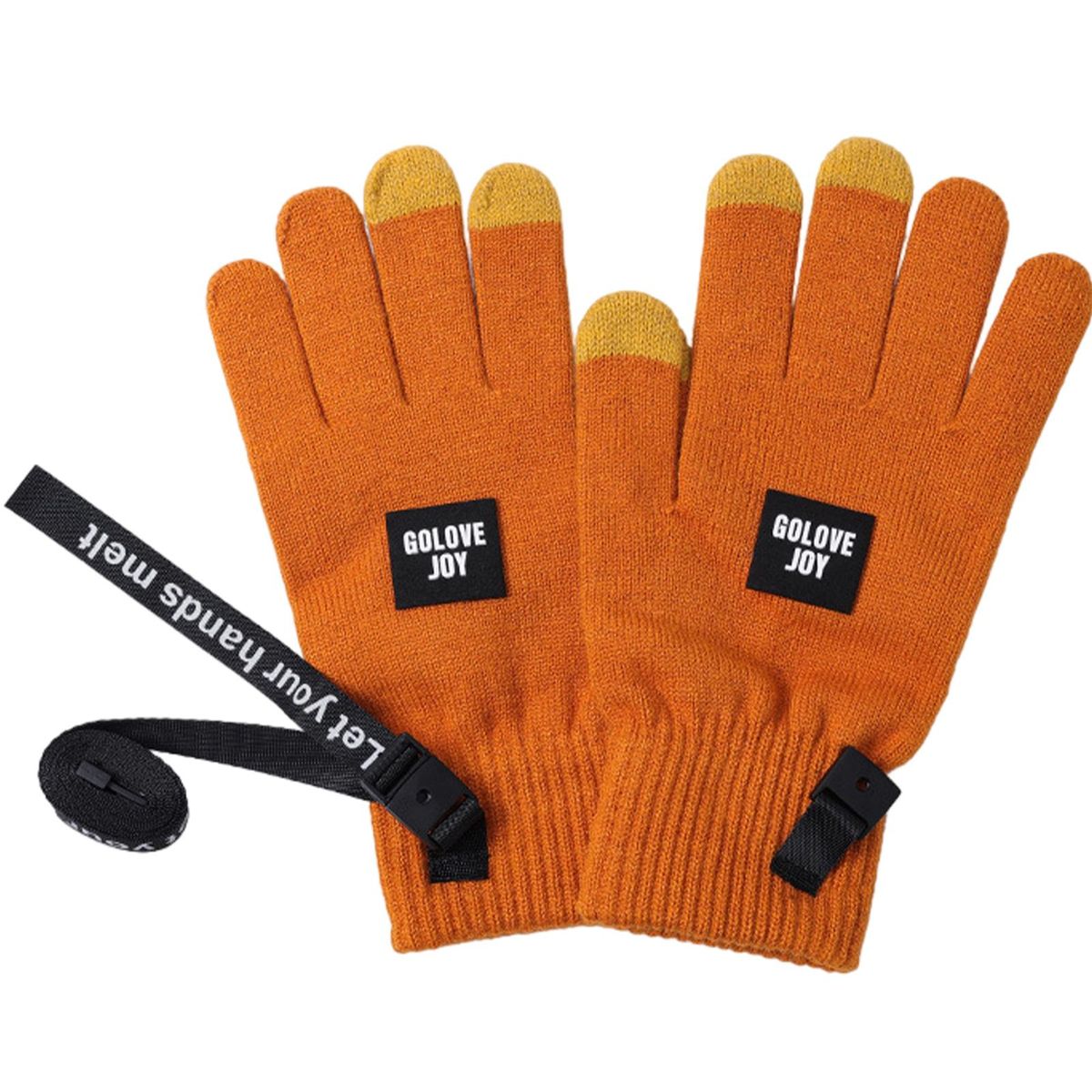 1 Pair Riding Winter Three-finger Touch Screen Dark Orange