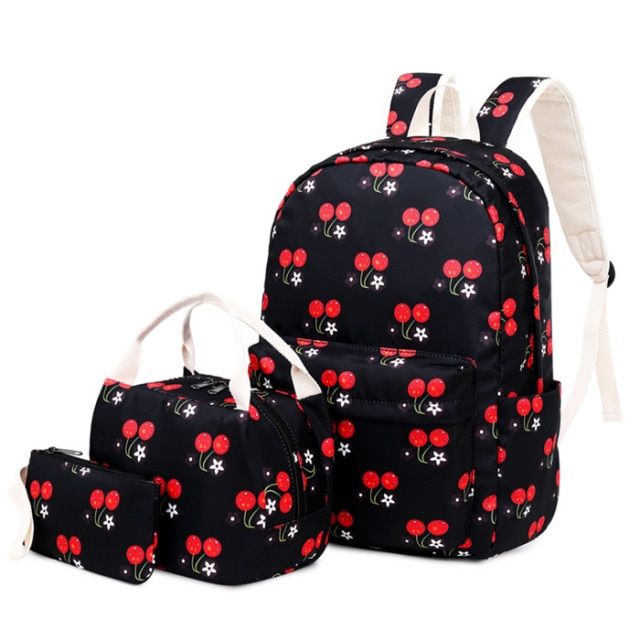 Children's School Backpack For Girls Flower Book Bag Set Kids