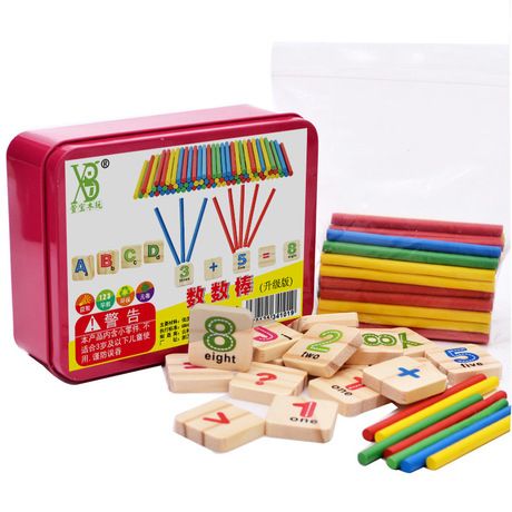 Montesorri Wooden Counting Stick With Alphabet Letters & Arithmetic Symbols