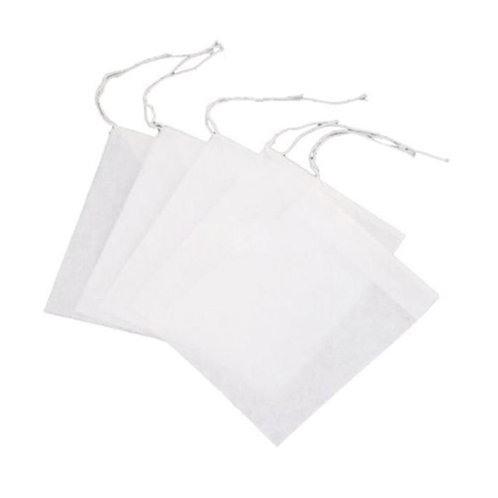White Disposable Line Pumping Tea Filter Paper Bags, Set of 100 (L Size)