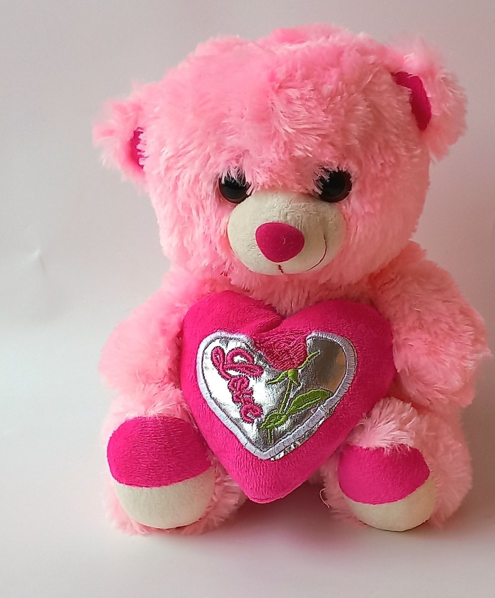 25cm  Pink Teddy Bear With Heart