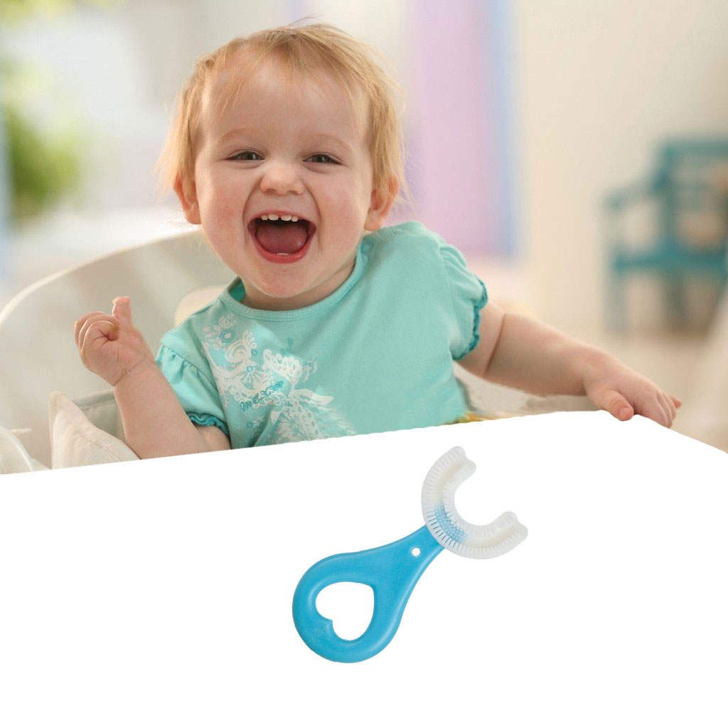Silicone Kids Teeth Cleaning Brush U-Shape Sillicone Blue 2-6 Years