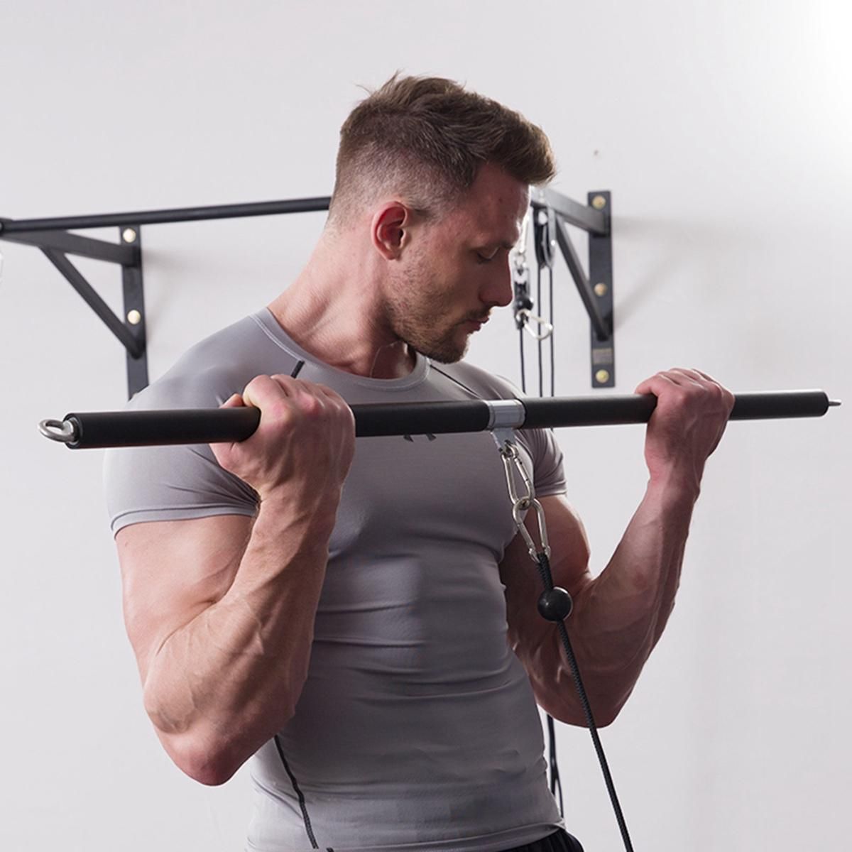 Multifunction Adjustable LAT Pull Down Bar Cable Machine Attachment for Home Gym Bench Press Squat Workout