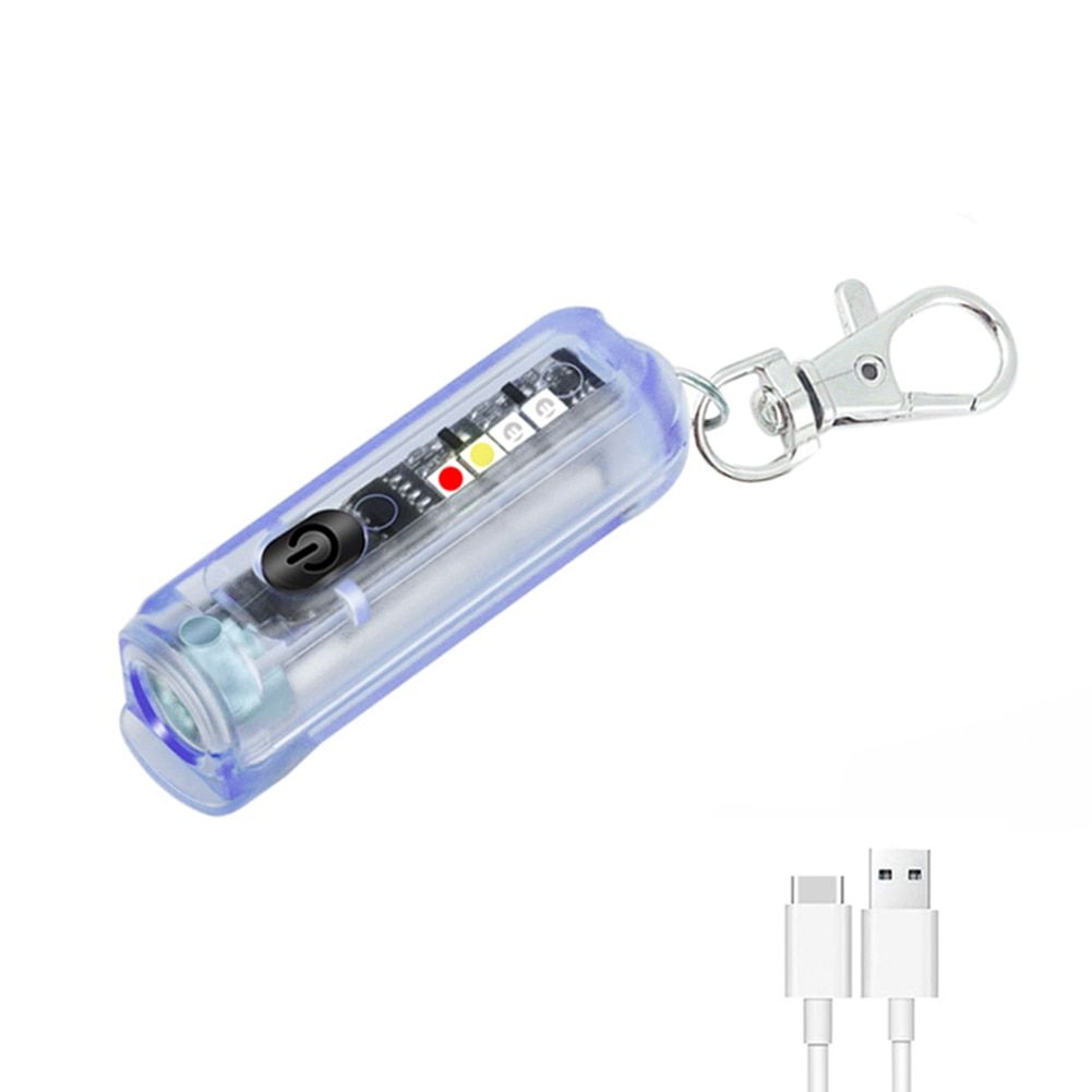 Mini Keychain Pocket Torch With Buckle USB Rechargeable LED Flashlight Lamp Waterproof Portable