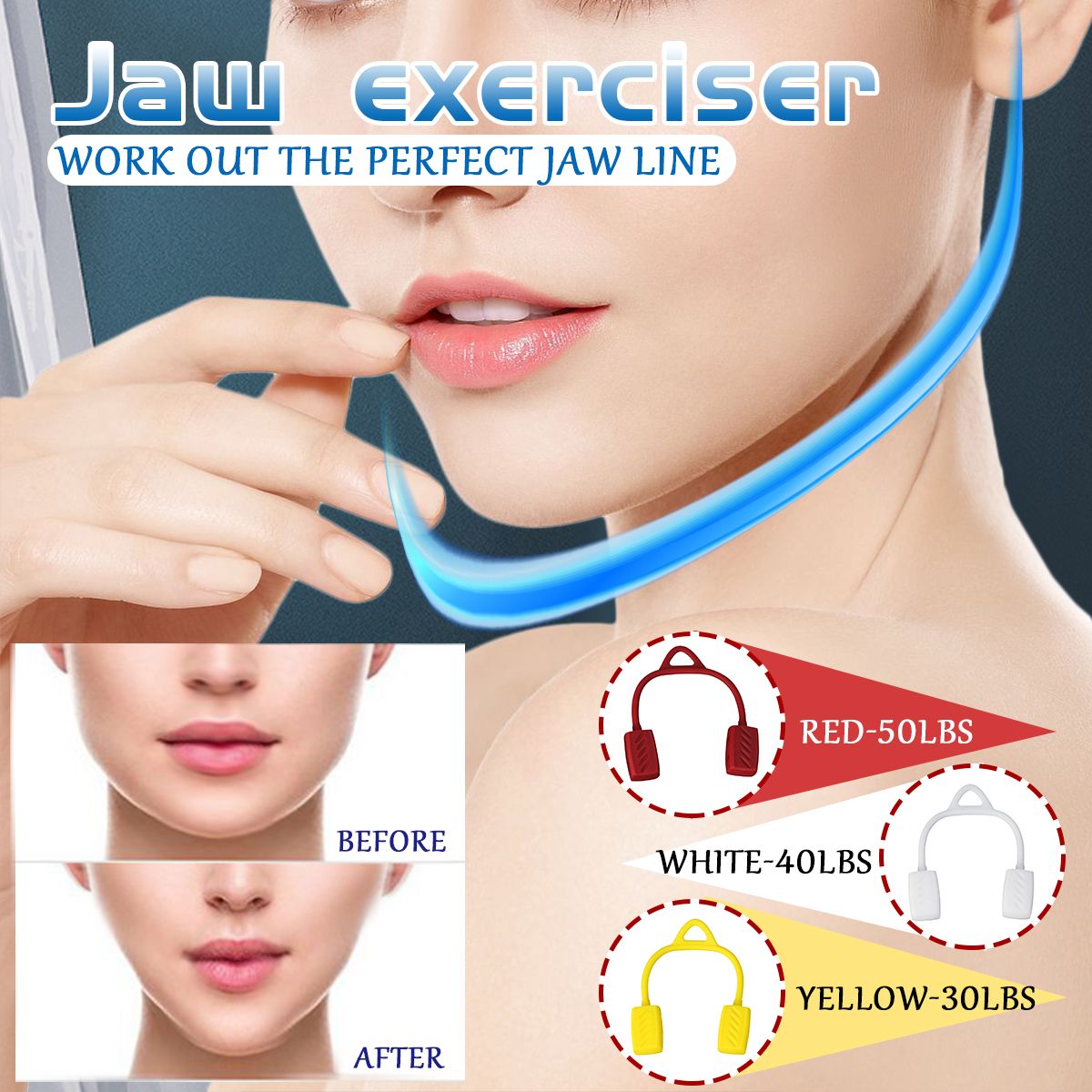 3 Intensity Face Exerciser Exercise Fitness Ball Neck Jawzrsize Jaw Silica White