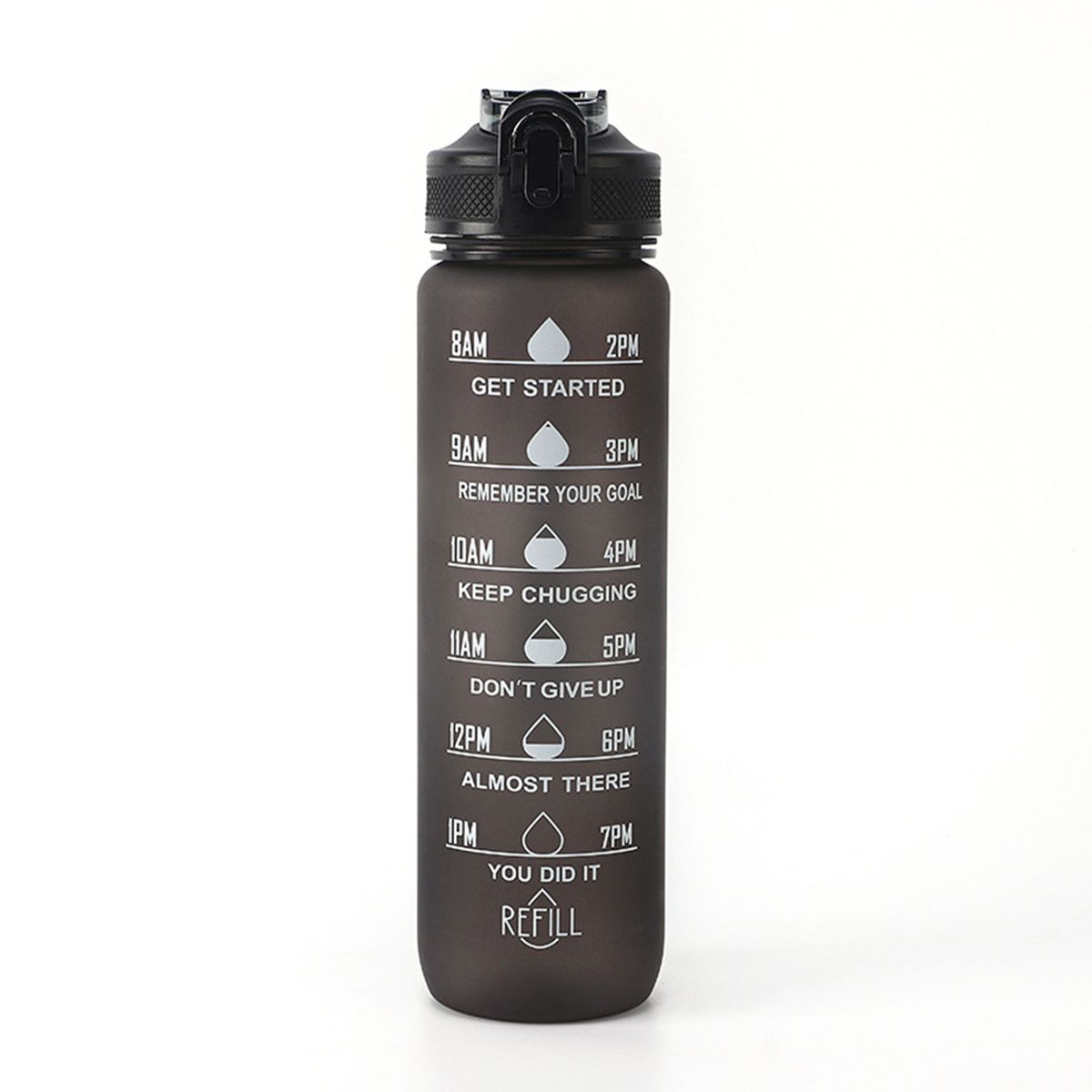 1L Water Bottle With Marker & Straw Large Capacity Water