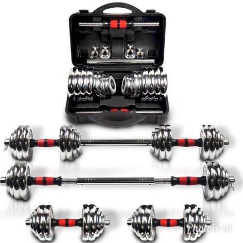 20KG Boxed Chrome Dumbbell With Barbell Extension