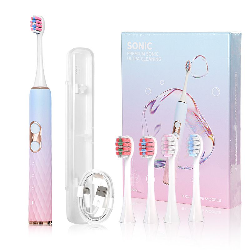 Electric Toothbrush Soft Bristle With 4 Brush Heads