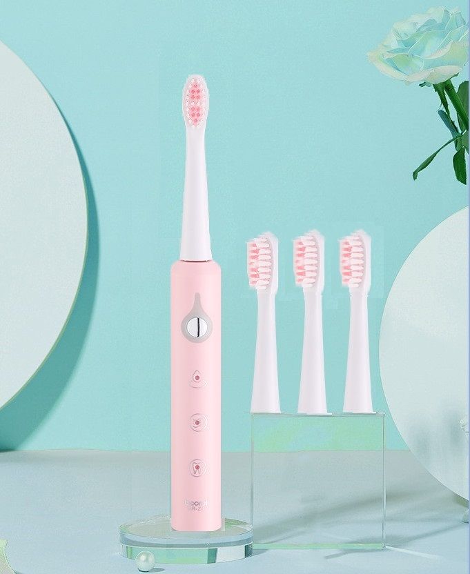 Electric Toothbrushes Whitening With 3 Brush Heads Gift-PINK