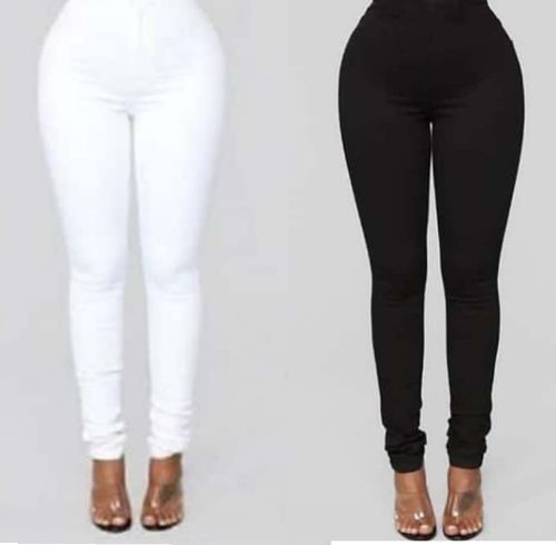 Ladies High Waist Skinny Jean- White And Black