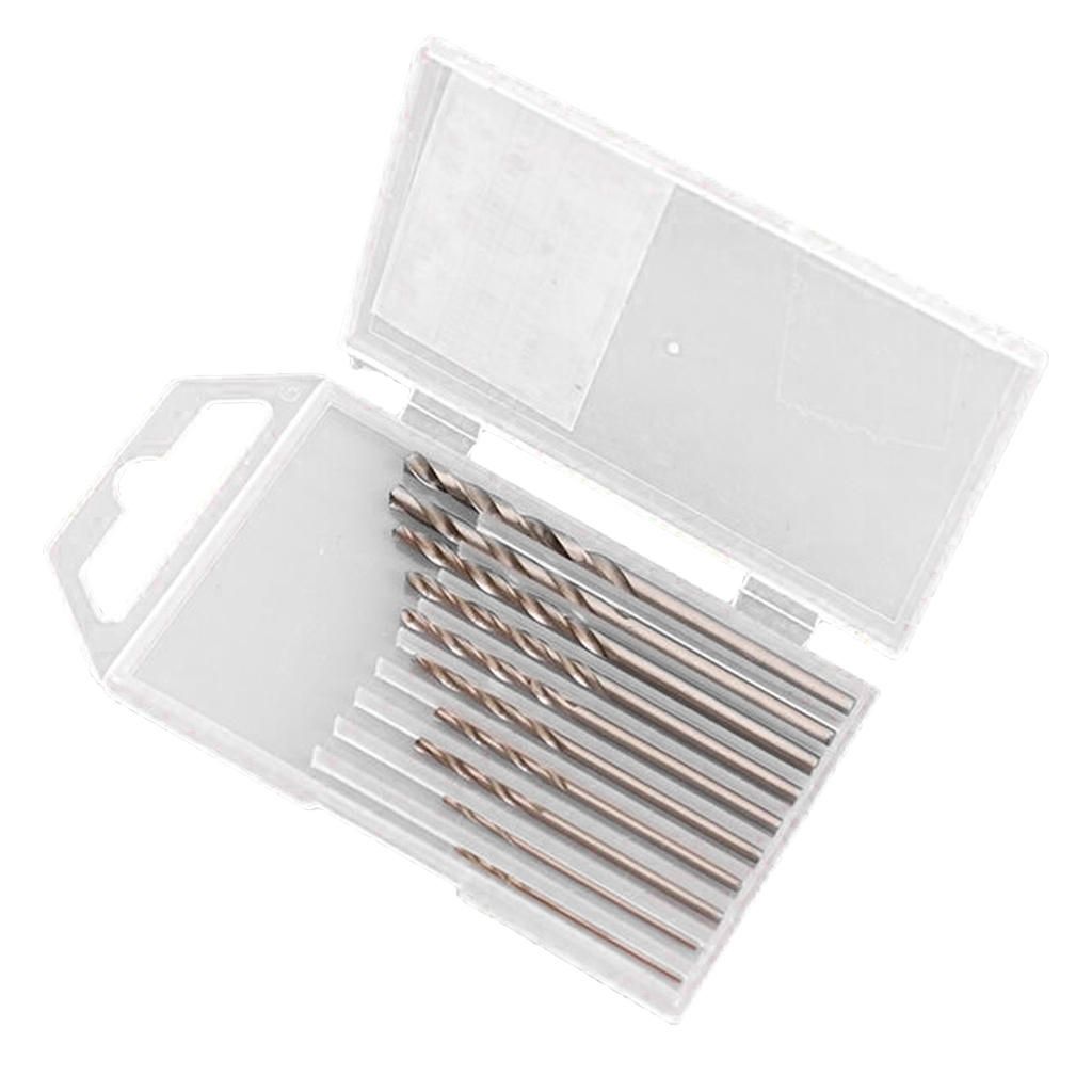 HSS Twist Drill Bit Set 10pcs Metric 0.8mm - 3mm Metal Wood Precision