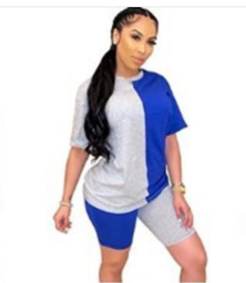 Blue And Ash Soft Cotton Two Piece Set