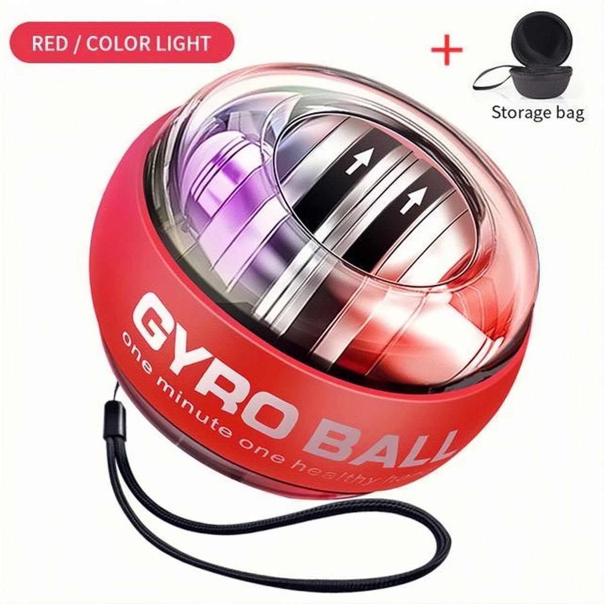 Self-starting Powerball Wrist Power Hand Ball Muscle Relaxnning Wrist Trainer-Red Light Bag