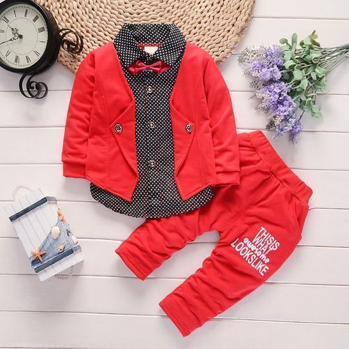 Long-sleeve Cardigan Children's Gentleman Boys' Bow Tie Sweater Two-piece Suit