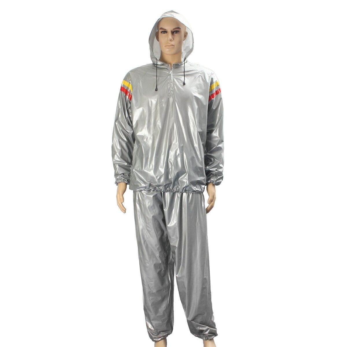 Heavy Duty Weight Loss Slim Sweat Exercise Gym Fitness Sauna Suit Hoodie 3XL NEW Silver 3XL