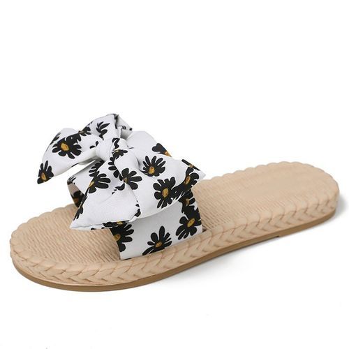 Ladies Fashion Fancy Flat Slippers-White