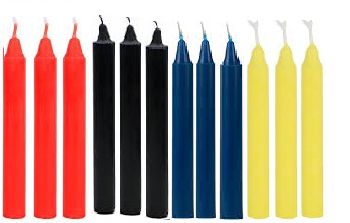BLACK, BLUE, RED &YELLOW COLOURED CANDLE(3 Pcs Each)