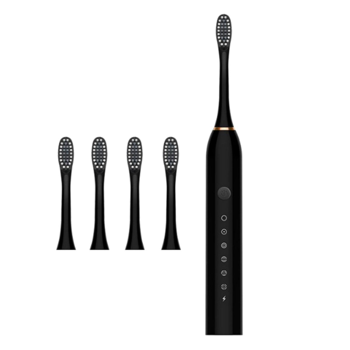 Electric Toothbrush 6 Modes W/ Replacement Brush Black