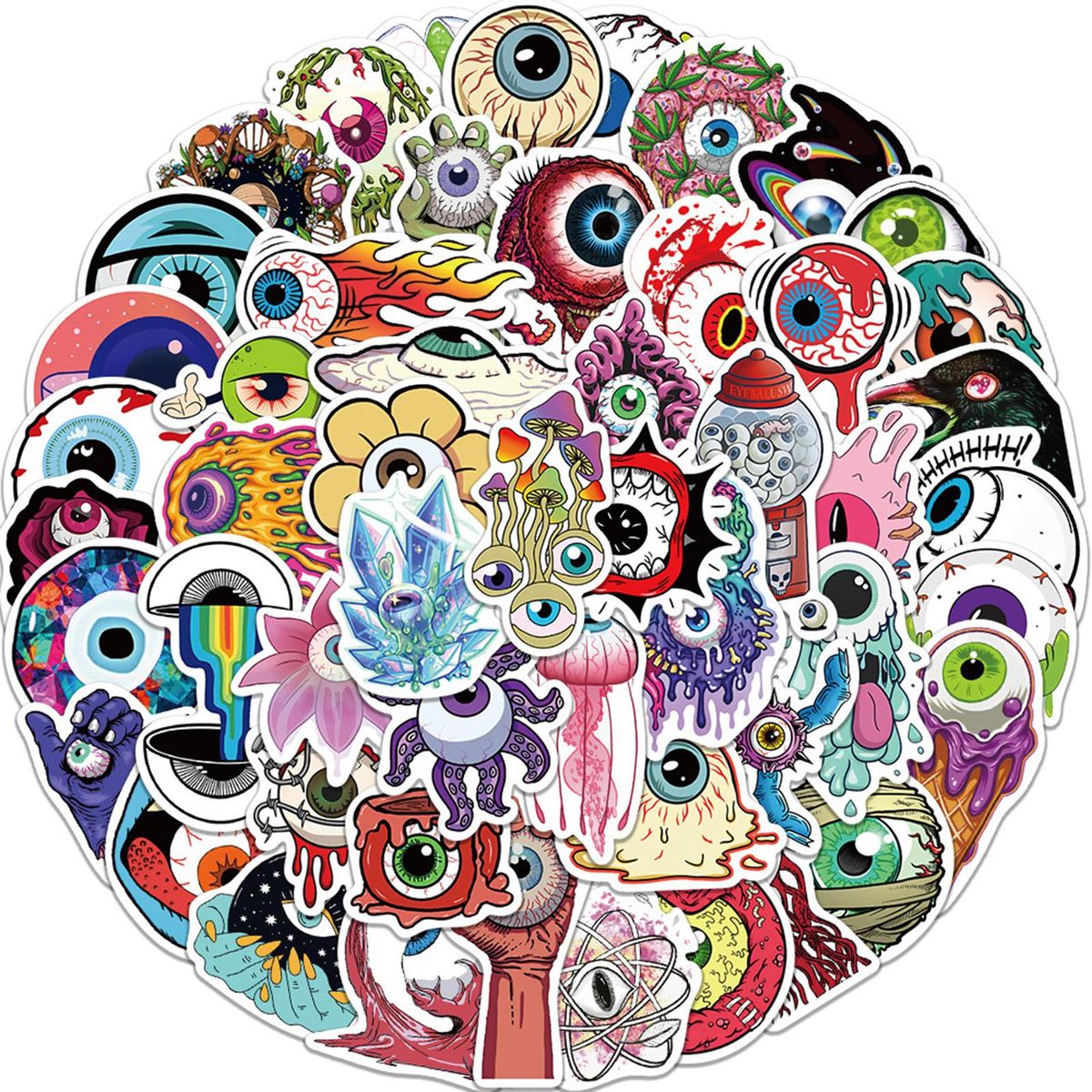 52Pcs Horror Stickers Graffiti Stickers Suitcase Laptop Skateboard Stickers