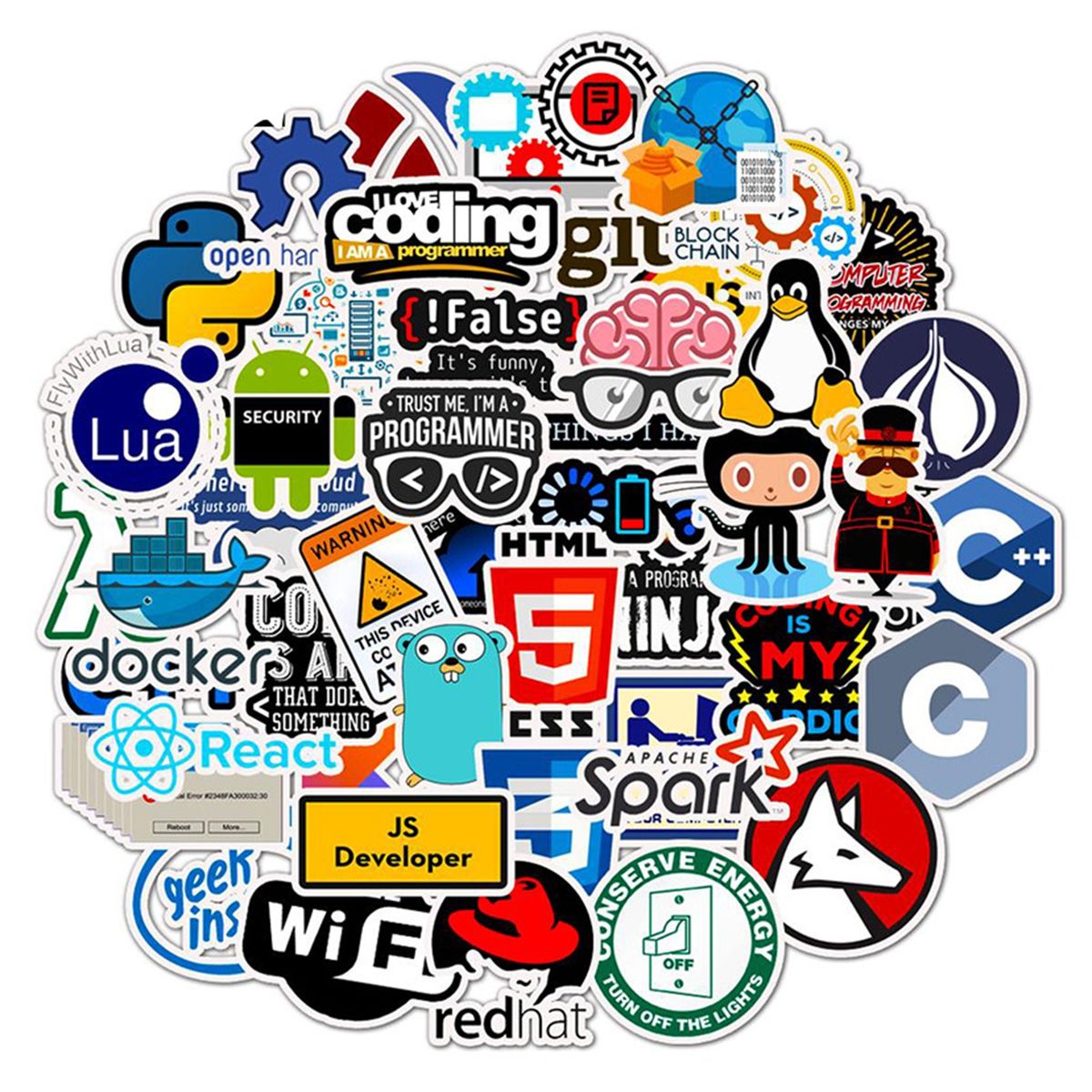 50PcsSet Skateboard Sticker Programmer Programming Themed A