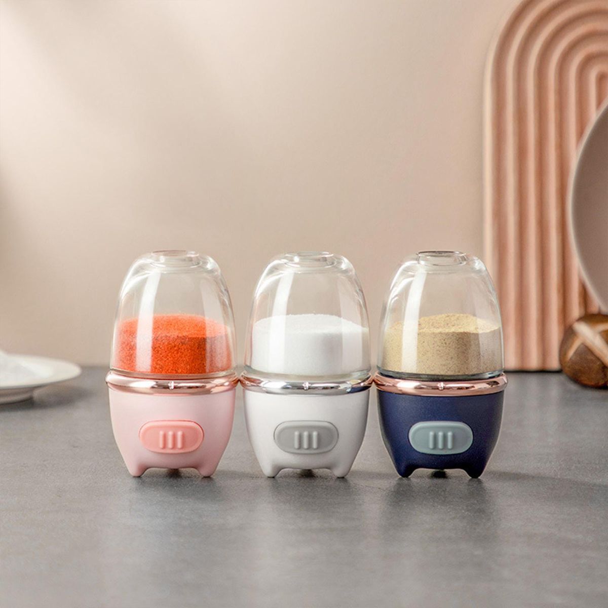 Press Type  Pepper Shaker Spice Jars For Pepper Tool White