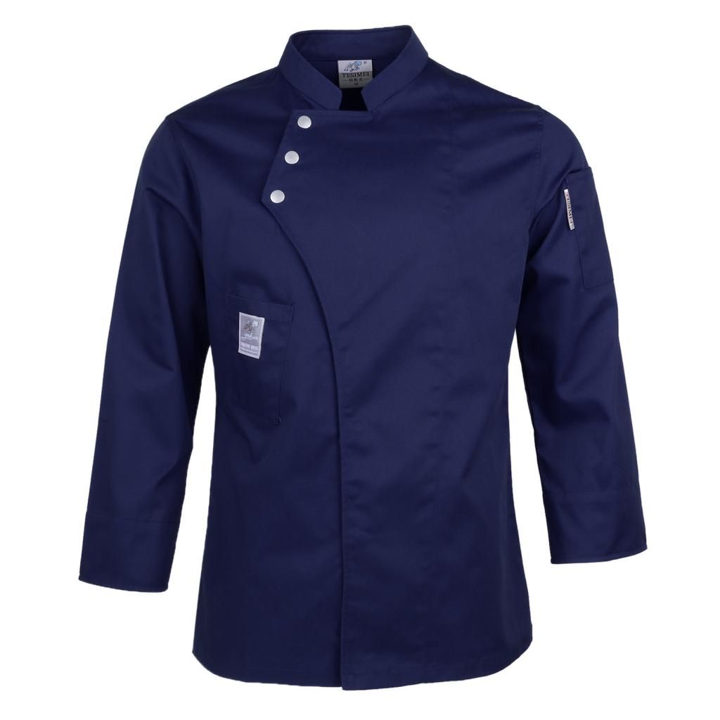 Women Men Chef Jacket Coat Shirt Waiter Waitress Uniforms Dark Blue M
