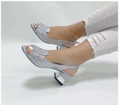 Lovely Ladies Luxury Heel  Sandals-Silver