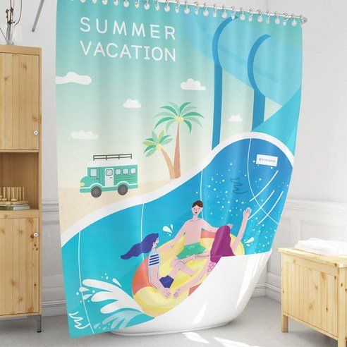 Rest-in-Bath Exciting Tube Bathroom Shower Curtain + Metal