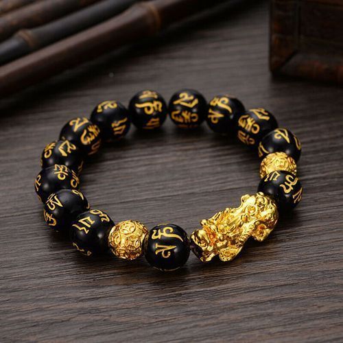 Fortified Feng Shui Black Obsidian Wealth Bracelet