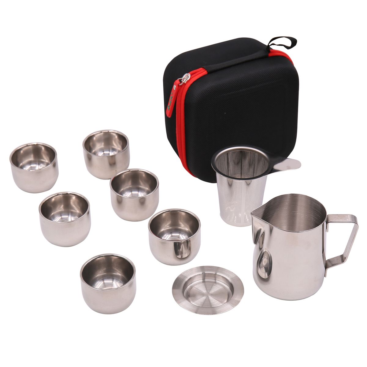 Stainless Steel Tea Set Teapot Teacups Outdoor Portable
