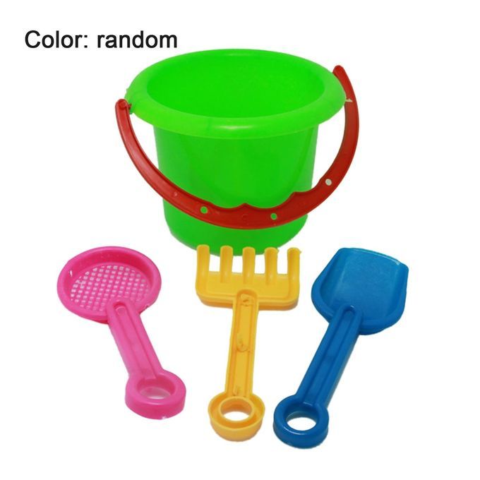 DM 4pcs Mini Beach Toys Set Bucket Shovel Rake Sand Play For Kids-random