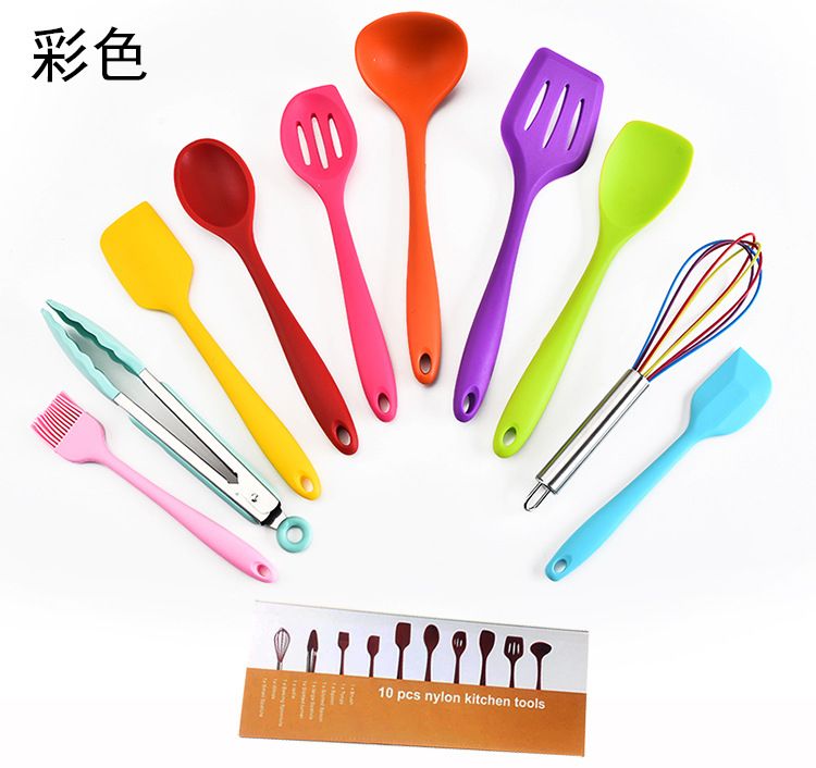 10 Pieces Kitchen Utensil Tools Set Silicone Tongs Spatula