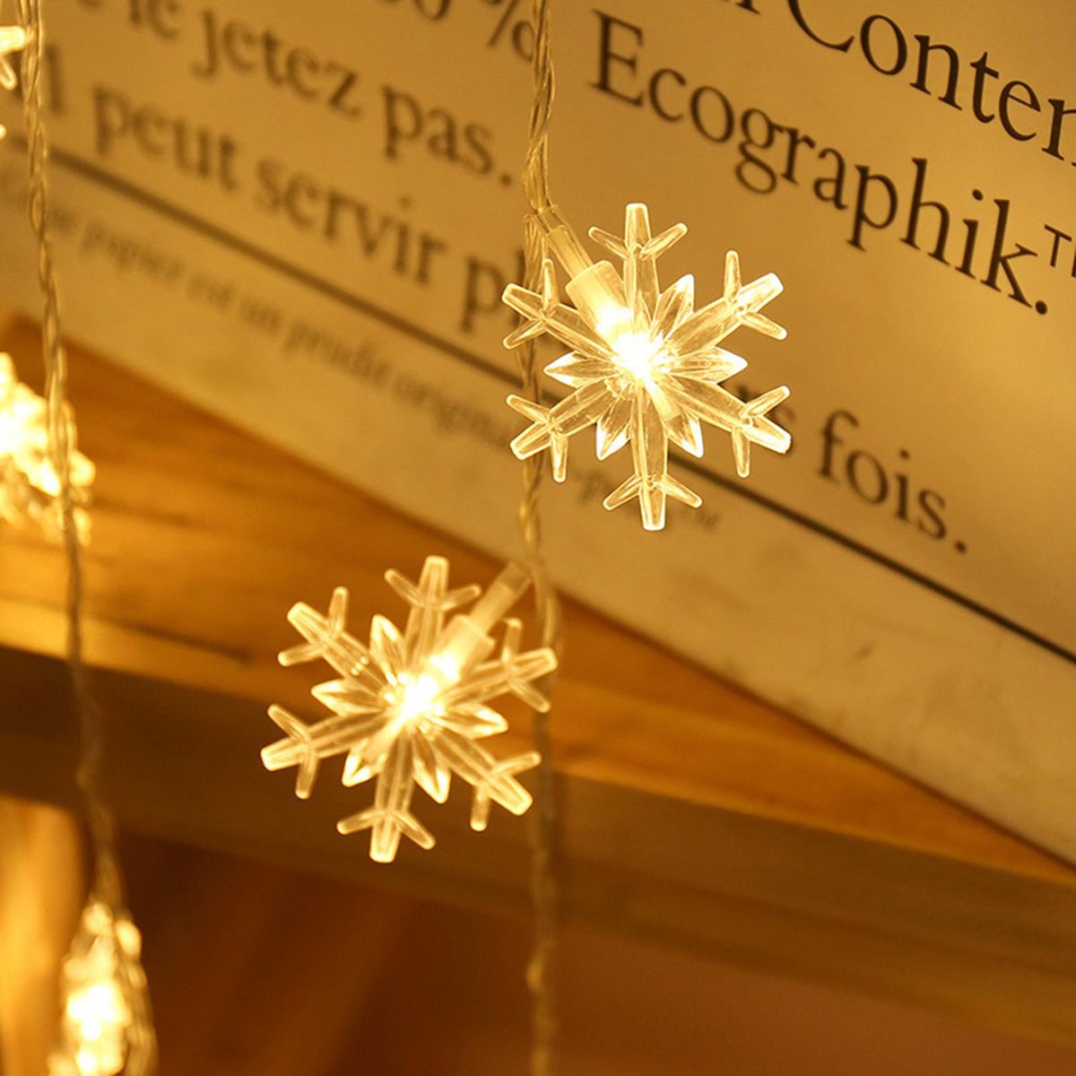 Snowflake USB String Light Remote Control Room Decoration Christmas Holiday Party Light Outdoor Camping Decorative Modeling Hanging Lamp
