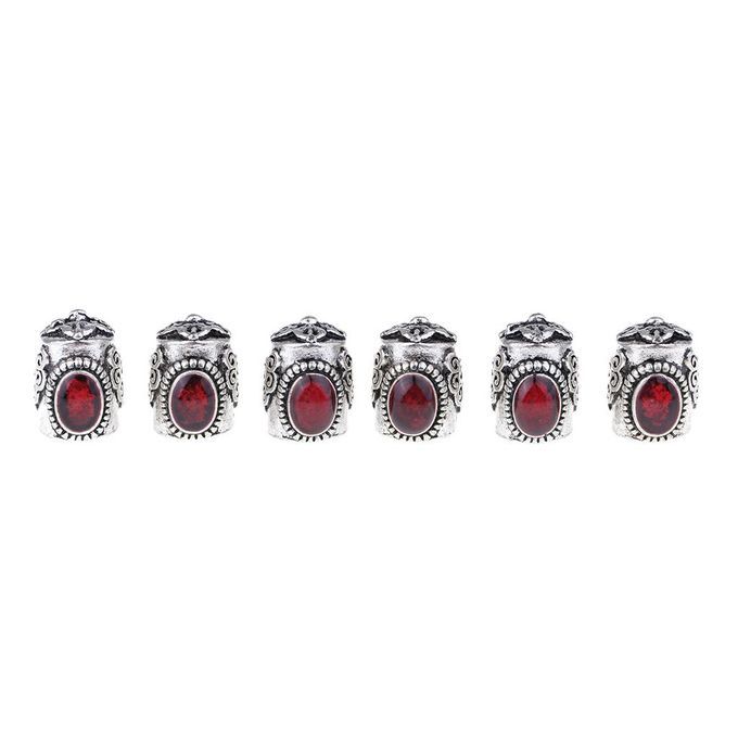 6x Tube Leather Cord Bracelet Bangle End   Beads Tip Jewelry Red